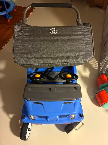 Blue multi-function 3-in-1 toddler stroller/ride-on with canopy