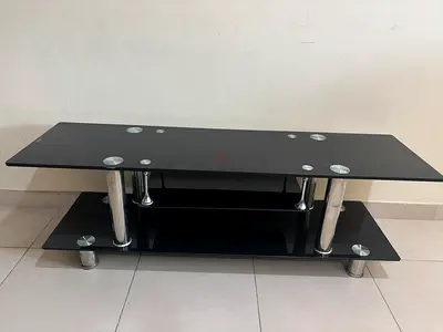 Black Glass TV Stand / Entertainment Unit - 3 Tier, Good Condition