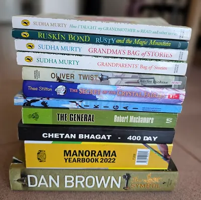 Mixed book, including Dan Brown, Chetan Bhagat, classics & children's books