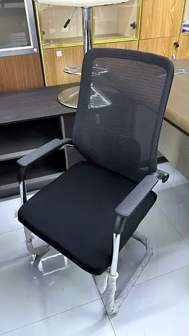 Black Mesh Office Chair with Armrests — Good Condition
