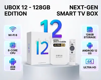 Unblock Tech UBOX 12 Smart TV Box – 4GB RAM + 128GB ROM | 6K HD | WiFi 6