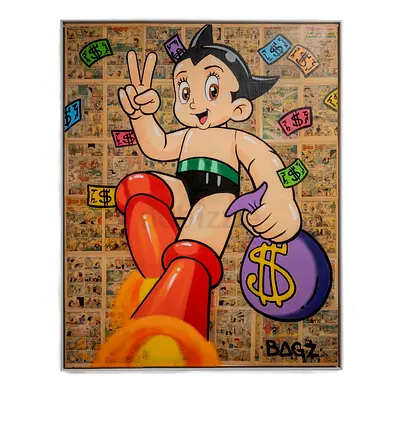 Large Astro Boy Painting – Framed Pop Art – 152.5 × 122 cm