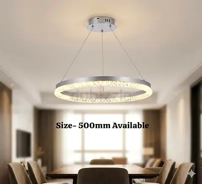 Modern LED Crystal Ring Pendant Chandelier - 500mm