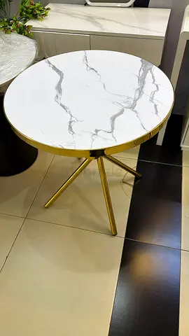 Gold Metal Accent Side Table with Round Top