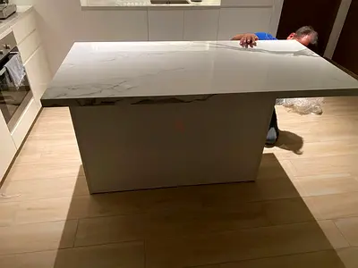 Marble-effect kitchen island with breakfast bar - good condition