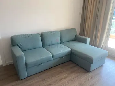 IKEA BÄRSLÖV 3-seater sofa-bed with chaise longue (Tibbleby beige/grey) - good condition