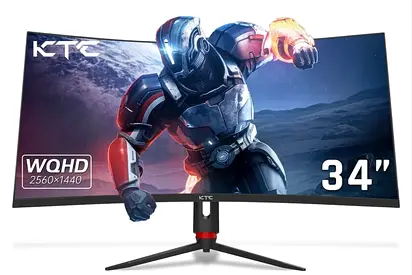 KTC 34-inch ultrawide curved 180hz Refresh Rate gaming monitor featuring a WQHD resolution of 3440 x
