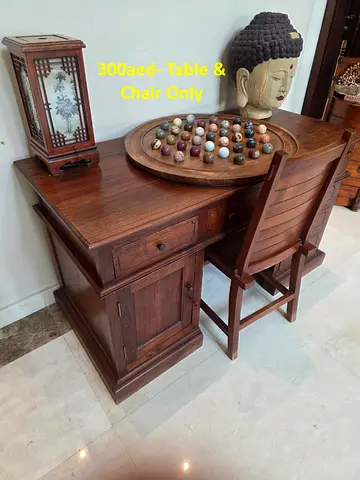 Solid Wood Desk with Matching Chair - Classic Design (300 AED for set)
