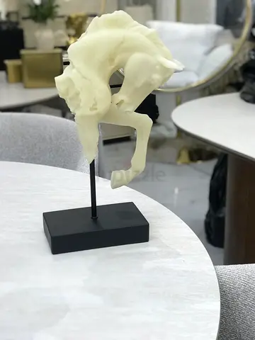 White Resin Horse Head Sculpture on Stand