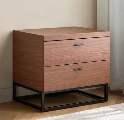 Wooden 2-Drawer Nightstand with Metal Base - Good Condition - 300 for 2 drawers