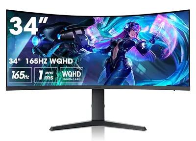 KOORUI MG34H8Q is a 34-inch ultrawide curved gaming monitor 165hz Refresh Rate featuring a WQHD reso