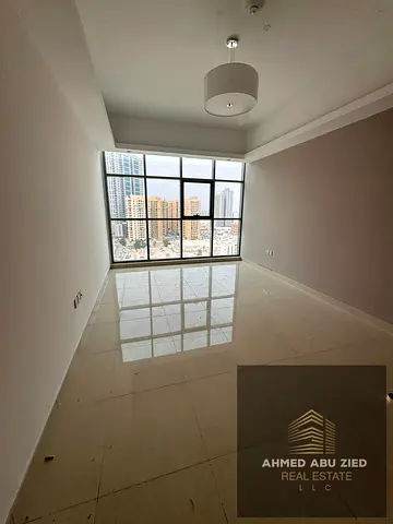 Gulf Tower, Ajman: 1BR + living room, 2 bathrooms. Annual rent AED 43,000 in 4 cheques. Security deposit: AED 5,000 undated cheque.