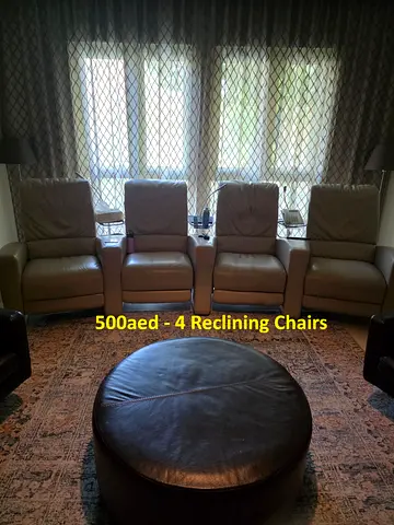 Set of 4 Leather Reclining Chairs - Used, Comfortable