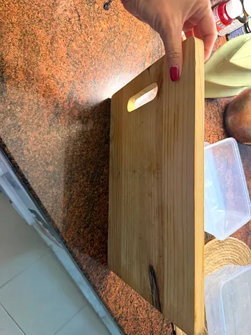 Used wooden chopping board with handle - medium size