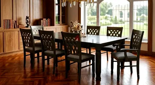 Brand New sold wooden Diding table with 6 chair Available