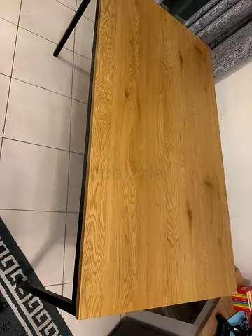 Solid Wood Effect Dining Table with Metal Legs - Good Condition