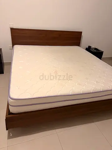 King Size wooden bed frame with mattress - great condition