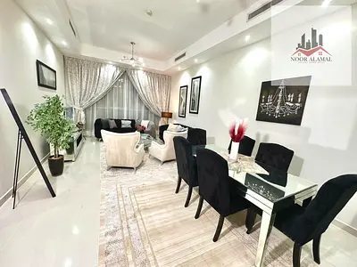 Sharjah, Al Nahda, Sahara Tower 6: Apartment with one bedroom, a living room, a kitchen, and two bathrooms.