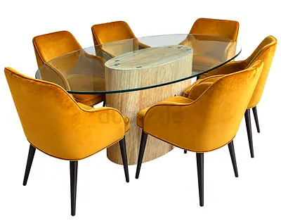 Modern Oval Glass Dining Table 180 × 90 cm