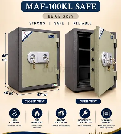 MAF-100KL Commercial Safe - Fire Resistant Double Key Lock, Spacious Interior