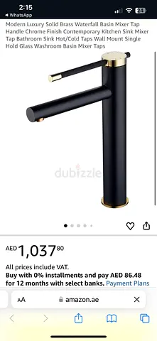 Faucet luxury premium black gold basin tall modern in throw away price untouched