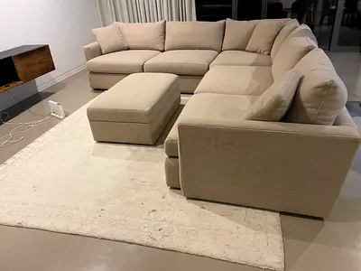 Without footstool, Crate&Barrel Lounge Deep feather 🪶 filled Corner Sofa Beige