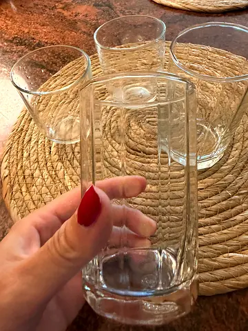 Set of 8 small, 3 Clear Tall Drinking Glasses - Good Condition