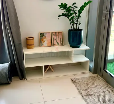 White TV Unit / Low Shelf 110×30×48 cm