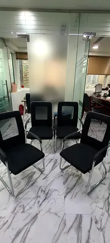 Set of 4 Black Office Visitor Chairs with Chrome Frames — Good Condition