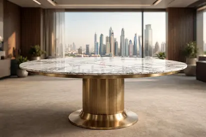 Orvyn Round Marble 6-Seater Meeting Table Dubai – Alcove | Salam UAE