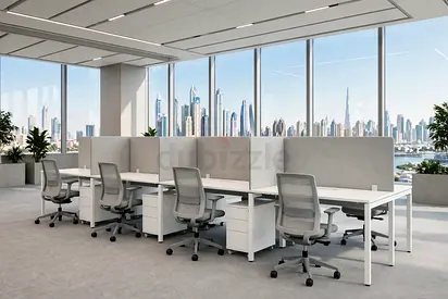 Thalor White 4-Seater Workstation with Pods Dubai – Meridian | Salam UAE