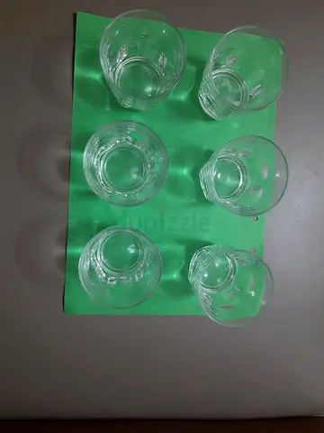 Kitchen A set of six small glasses