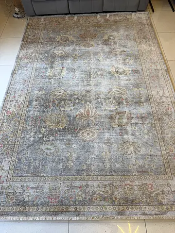 Light blue vintage-style large area rug (used, good condition)
