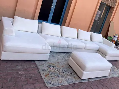 Made in Italy Marina Home U Shape Sofa Beige with footstool
