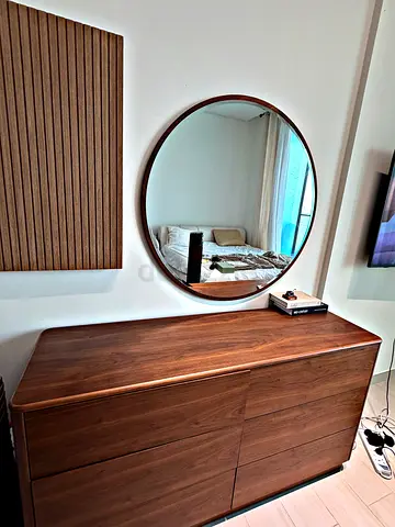 Pan Home Dresser Console with Round Mirror (6 Drawers)