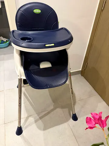 Used navy baby high chair with removable tray