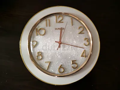 Dunex Decorative Wall Clock with Crystal Face — Gold & White