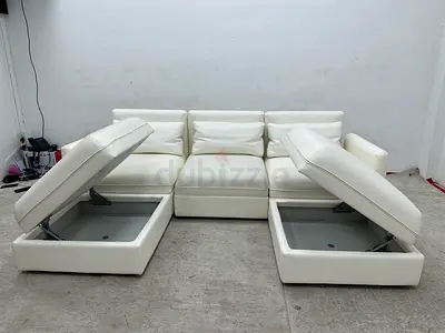Like new condition IKEA leather sofa with footstool