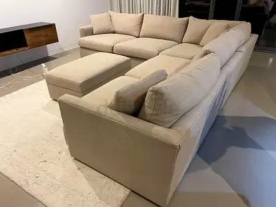 Stylish Comfort Crate&Barrel Lounge deep feather filled Corner Sofa Beige without footstool