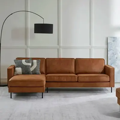 Cushion back 4 seater leather fabric modular sofa