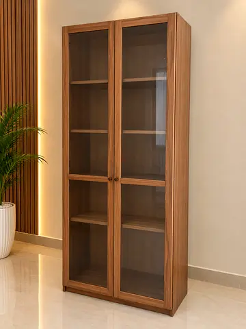 Wooden Glass-Door Bookcase / Display Cabinet - Tall & Sturdy