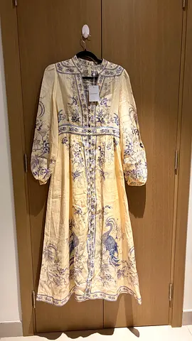 Zimmermann Style Floral Linen Midi Dress (Brand New with Tags) – Size 3 (M)