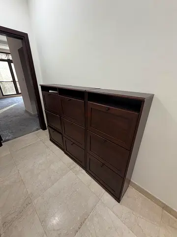 Solid Wood Shoe Cabinet with Multiple Flip Drawers - Dark Brown