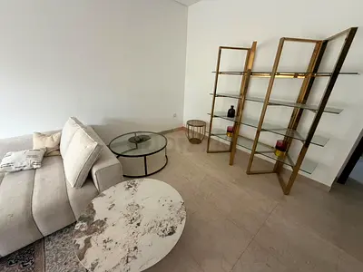 Modern Gold Metal & Glass Display Shelving Unit - Large