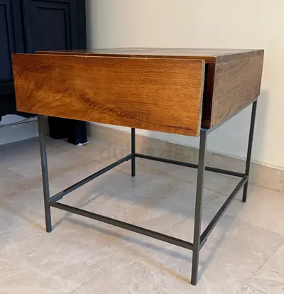 Solid Wood Side Table with Metal Frame - Modern Nightstand - From Pottery Barn