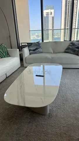 White Marble Top Coffee Table with Rounded Edges