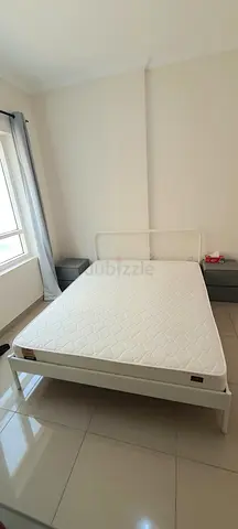 White Bed Frame with Mattress – Like New, Only 5 Months Used