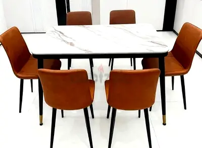 Brand New Top Marble Dining table with 6 chair Available