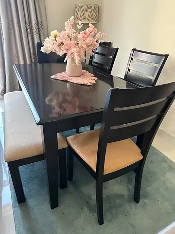Home center Dining table, 4 chairs&bench