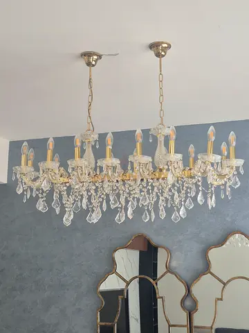 Large Gold Crystal Chandelier - Elegant 16-Arm Pendant Light
